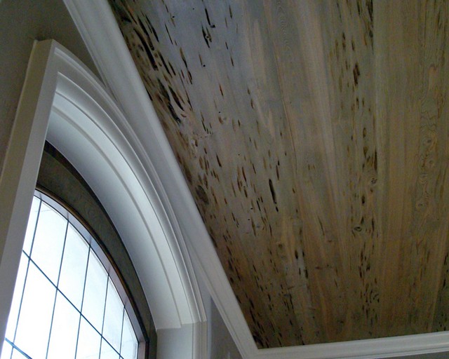 Stained Pecky Cypress shiplap ceiling paneling
